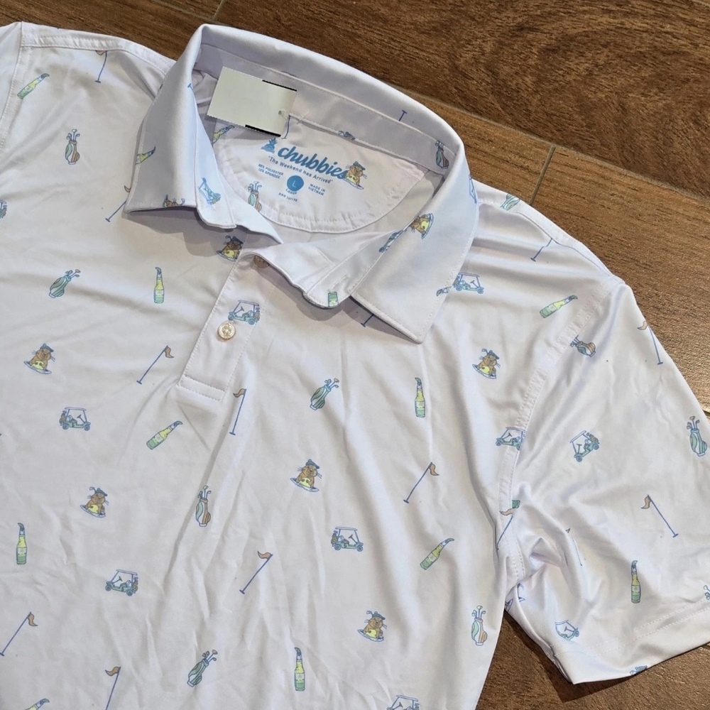 NWT Chubbies The Sweet Tee Short Sleeve Mens Large Performance Polo Golf Shirt